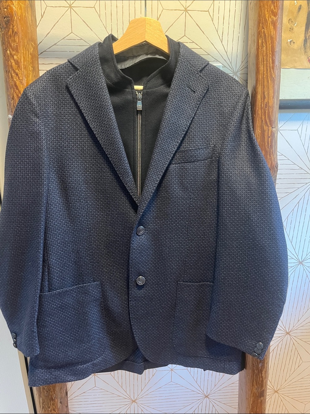 Corneliani ID 100% Wool Jacket Made in Italy Removable Bomber Insert Size 50/7R